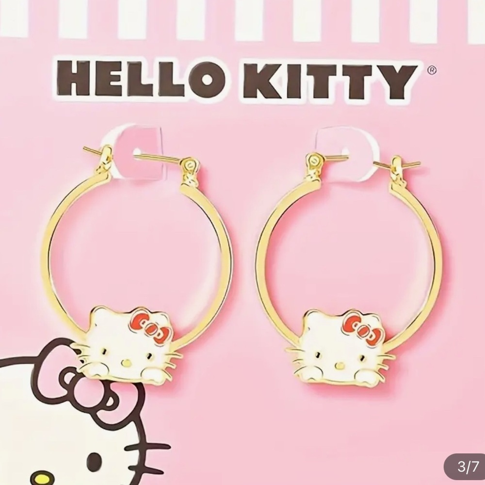 NEW Hello Kitty Gold Hoop Earrings